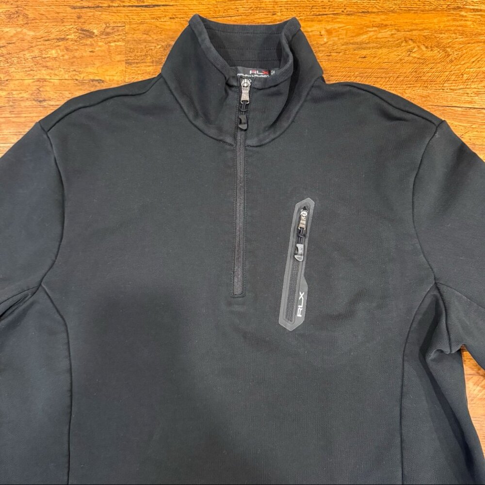 RLX Ralph Lauren Black 1/4 Zip Logo Performance Golf Mock Pullover Sweater Men L - Picture 1 of 10